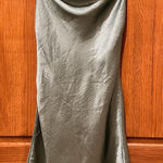 Double Zero Cowl Neck Sage Green Satin Slip Mini Dress - Size Small Photo 0