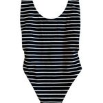 Aerie Women's Super Scoop One-Piece Swimsuit Black White Stripes Cheeky Size M Photo 0