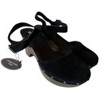 White Mountain Cherub Clog Sandals Black Suede Wood Heel Leather SZ 8 NWOB Photo 1