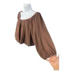 We The Free Free People  Brown The Bubble Tee Size L Off The Shoulder Peasant Top Photo 3