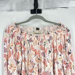 Free People  Lexington Off Shoulder Floral‎ Boho Blouse Small Tie Cuff Ivory Photo 5