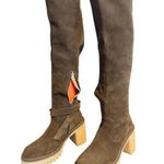 Free People  Womens Jasper Over The Knee Chunky Heel Boots Green SIZE 37/7 Photo 0