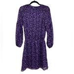 White House | Black Market NWT WHBM Long Sleeve Smocked Waist Blouson Dress in Dark Violet - Size XXS Photo 4