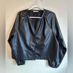 Avec Les Filles Faux Vegan Leather Raglan Sleeve Top - Black - XL Classic Photo 1