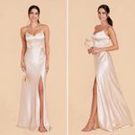 Birdy Grey NEW NWT Birdy Gray Jay Dress Shiny Satin Taupe XL V-Neck Maxi Wedding Event Gala Photo 1