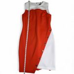 Tommy Hilfiger S/LESS ASYMMETRICAL SHEATH DRESS, ORANGE AND WHITE, SIZE 10 NWOT Photo 4