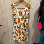 Chetta B Cute  oranges fit and flare pleated dress scoop neck vintage look Photo 10