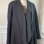 Joie ‎ black wool blend waterfalls sweater cardigan size large minimalist Photo 2