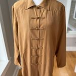 Vintage August Silk Tan Brown Silk Tunic Asian Style Jacket Dress Shirt Size 12 Photo 11