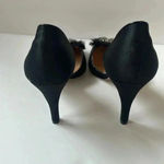 Vera Wang  Black Satin D’Orsay Heels w/ Crystal Toe – Size 9 Photo 3