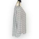 NYDJ Pintuck Blouse Women's Small White Black Long Crepe Sleeve High-Low V-Neck Photo 4