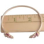 Amethyst Gold Tone Purple Faux  Open Bangle Bracelet Photo 6