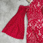 Bardot Mila Lace Dress Cold Shoulder Flare Sleeve Halter Neck Red Cut Out Back 4 Photo 4