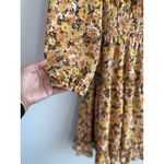 VOY Patricia Women's Tied Ruffle Accent Long Sleeve Swing Mini Dress Size Large Brown Photo 4