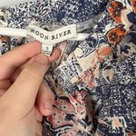 Moon River  Anthropologie Floral Peplum Ballon Short Sleeve Blouse Small Forest Photo 1