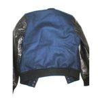 True Religion New Womens Varsity Leather Jacket XS Dark Navy Blue Black Logo Photo 4