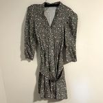 Maje  rakita puff sleeve woven pleated mini dress belted floral sage cottagecore Photo 1