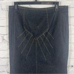 Bisou Bisou  Dark Wash A-Line Denim Maxi Skirt with Side Slit Size 10 (B19) Photo 4