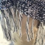 Black and White Knit Poncho wrap with Fringe Very Nice and Soft One Size Photo 4