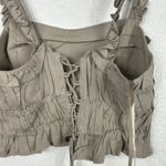 Mable Women's Frilly Strap Lace Up Crop Top Brown Size L Size L Photo 2