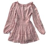 House of Harlow 1960 womens XS pink paisley smocked mini dress puff Ajay v neck Photo 1