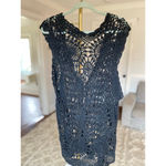 Source Unknown Black Open Crochet Knit Vest Layering Festival Boho Hippie Summer Beach Cowgirl Photo 2