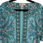 MICHAEL KORS SHORT SLEEVE BLUE ROUND NECK PRINT DRESS 8 Photo 3