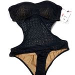 RVCA  Doomed Geo black one piece strapless swim suit size Small NWT Photo 0