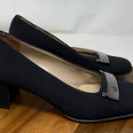 Salvatore Ferragamo  Pumps Womens Black‎ Block Heel Logo Plaque Size 6 AA Photo 0