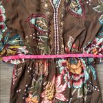 Farm Rio  Anthropologie Valentina Brown Floral V Neck Midi Maxi Dress Small Photo 9