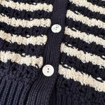 NWT Industry Navy & White Striped Knit Cropped 3/4 Sleeve V Photo 8