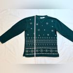 Brooks Vintage Bobbie  Fleece Snowflake Holiday Crew Jumper - Forest Green - M Photo 8