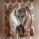 Boden Silver Metallic Lace up Loafers EU 37.5 US 7.5 made Portugal Y2K Oxford Photo 4
