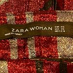 ZARA Woman Chevron Pattern Pleated High Rise Midi Skirt Red Black Gold XSmall Photo 3