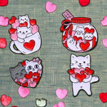 4 Pcs Red, Pink & White Color Black Cat Shape Pin Set Simple‎ Animal Theme Pin Red Photo 0