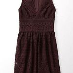 Abercrombie & Fitch Lace Crochet V-Neck Skater Dress Burgundy Mini Dark Romantic Photo 0