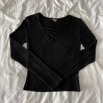 Aeropostale Black Lace-Up Long Sleeve Crop Top Photo 0