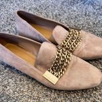 Karl Lagerfeld  Tan Suede Leather Loafers Womens 8 Gold Chain Hardware Preppy Photo 1