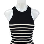 ZARA Women's Black White Rib Knit Striped Sleeveless Racerback Crop Tank Top XS Photo 0