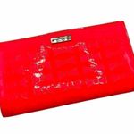 Kate Spade Pink Embossed Bow Wallet Snap Clutch Patent Leather Shiny Bag Photo 0