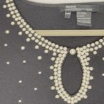 Michelle Nicole Women's Sweater Petite Medium Black Top Beaded Pearls Size undefined Photo 6