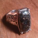 Matrix Silver Shungite 14K Rose Gold Over Copper Ring (Size 8) Photo 3