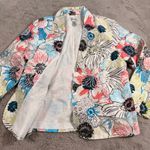 Chico's  Floral Embroidered Silk Blazer Size 2 US L Colorful Spring Jacket Career Photo 1