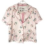 Hello Kitty  Size Medium Pajama Set Pink Shorts Button Front Top Ladies Photo 0