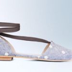 Boden USA Boden Florence Polka Dot Pointed Toe Ankle Strap Flats Gray EU 38/US 7 Photo 0