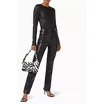 Good American NWT  Better Than Leather Long Sleeve Bodysuit Black Size 2 Photo 7