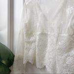 Bandolino Vintage Petite Off White Lace Blouse Long Sleeve Romantic Photo 7