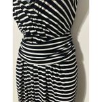 Vince Camuto Striped Maxi Dress Women's Size L Black White Halter Neck Photo 2