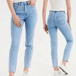 American Eagle womens Mom Jeans blue Stripe, High-Rise, 100% Cotton, Retro Sz 6 Photo 0