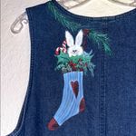 Vintage Denim Christmas Hand Painted Dress Size M Photo 5
